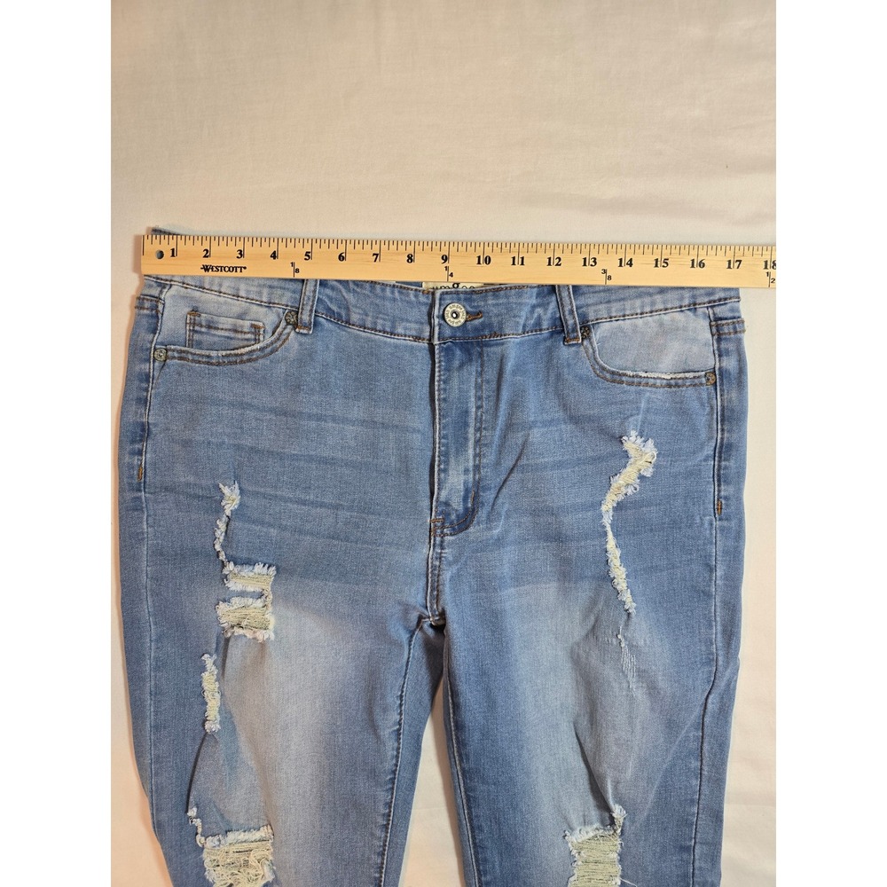 Umgee Denim High Rise Straight Leg Distressed Ripped Jeans Medium Wash Size 7 - Picture 7 of 16
